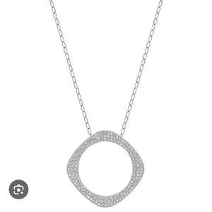 Swarovski Silver Black Rhinestones Double Side Pendant Square Necklace Jet Cry